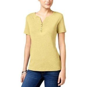 Karen Scott Cotton Henley Top Yellow S